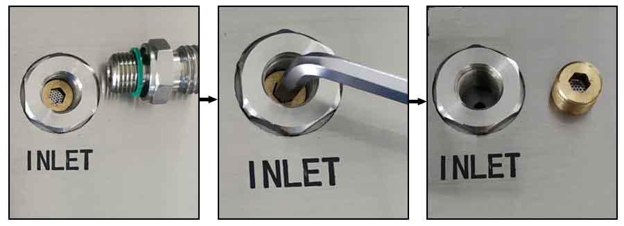 liquid particle counter Cleaning method of inlet filter