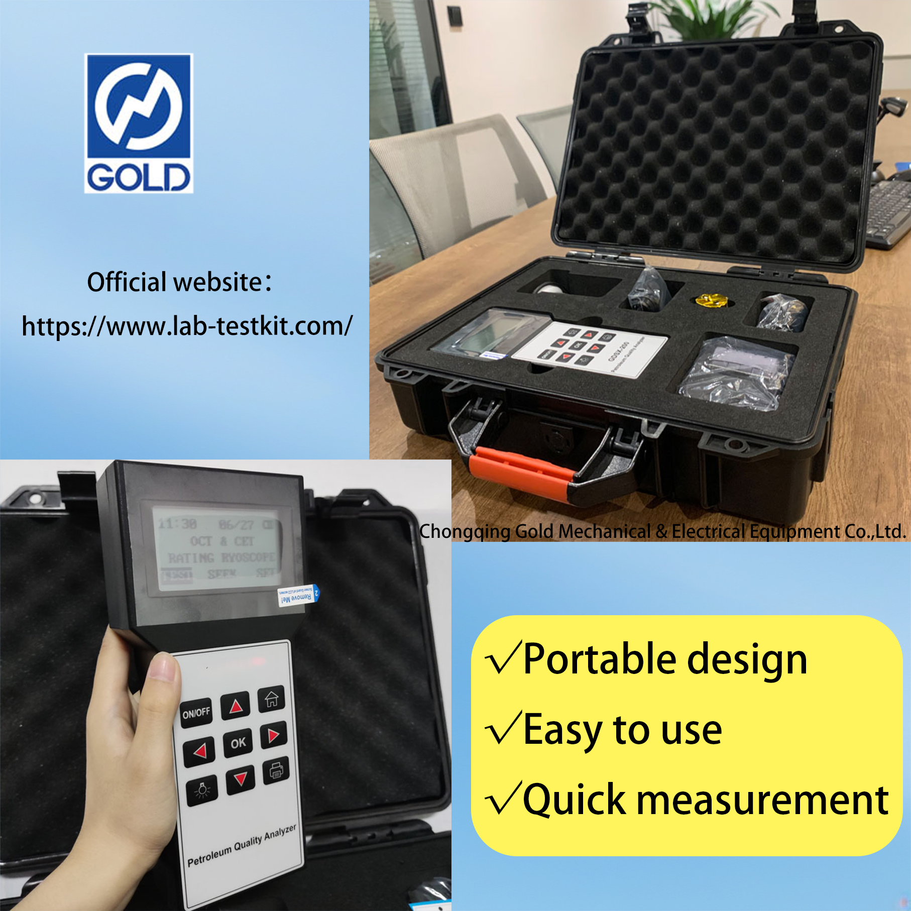 ASTM D2699 Portable Gasoline Octane Number And Diesel Cetane Number Analyzer ASTM D4737